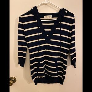 Navy stripe sweater with hood